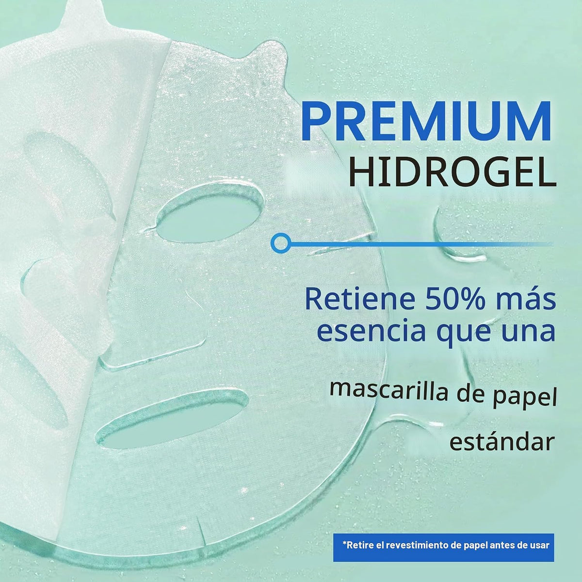 10 máscaras de células madre con colágeno con extractos de ácido hi...