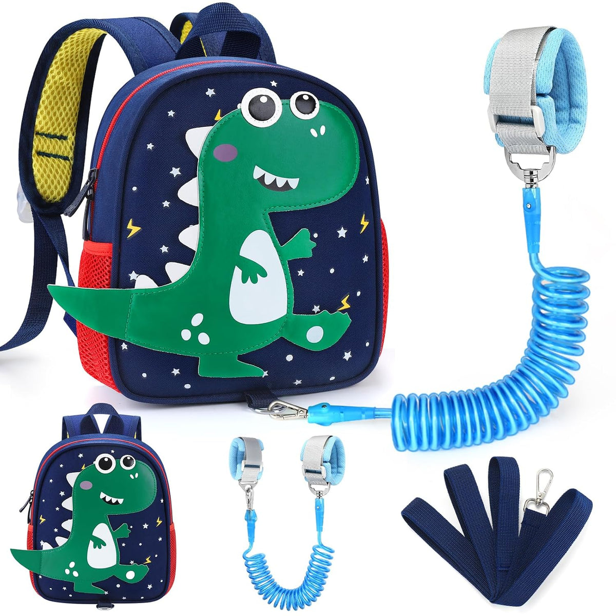 Accmor Mochila para niños pequeños con correa, mini bolso de dinosa...