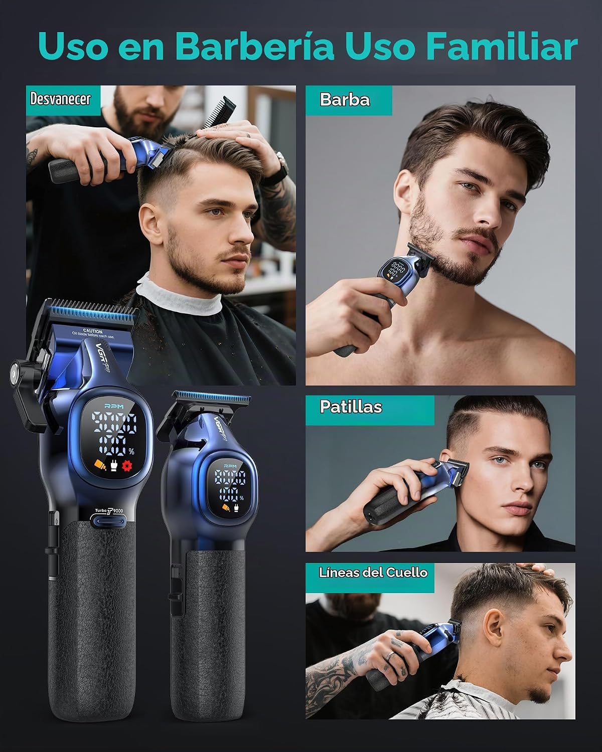 VGRPRO Cortapelos Profesional para Hombres, Juego de Cortapelos y R...