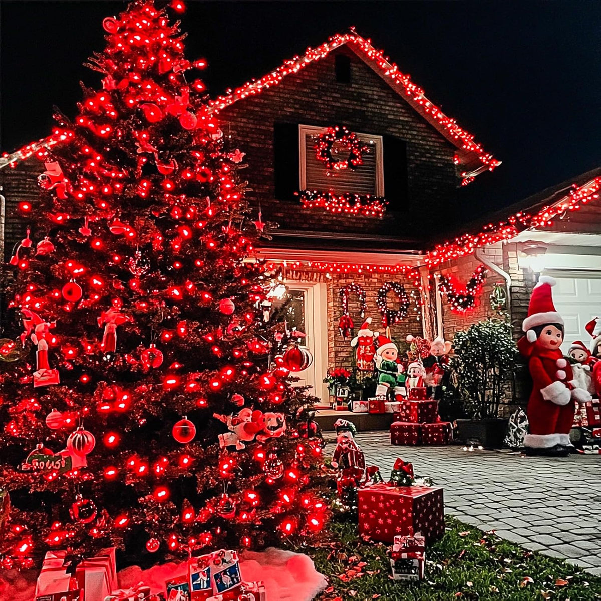 JMEXSUSS 66 pies 200 LED rojo Halloween interior al aire libre cade...