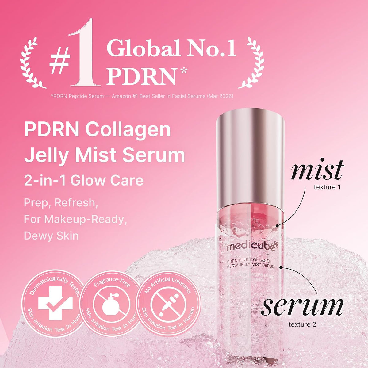 medicube Jelly Mist Serum con colágeno PDRN, niebla facial brillant...