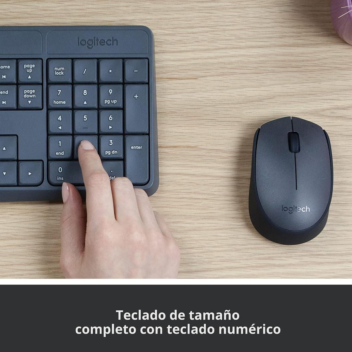 Logitech Teclado y mouse inalámbrico MK235 | Teclado de tamaño comp...