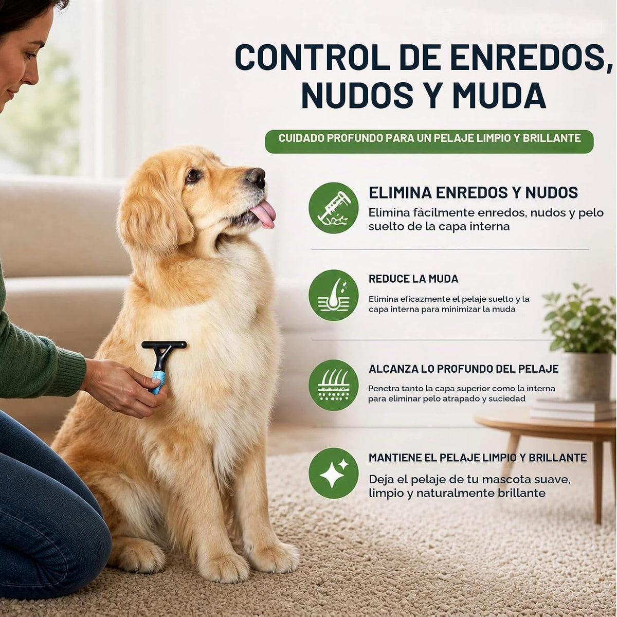 Rastrillo de capa interior para perros, peine desenroscante para el...