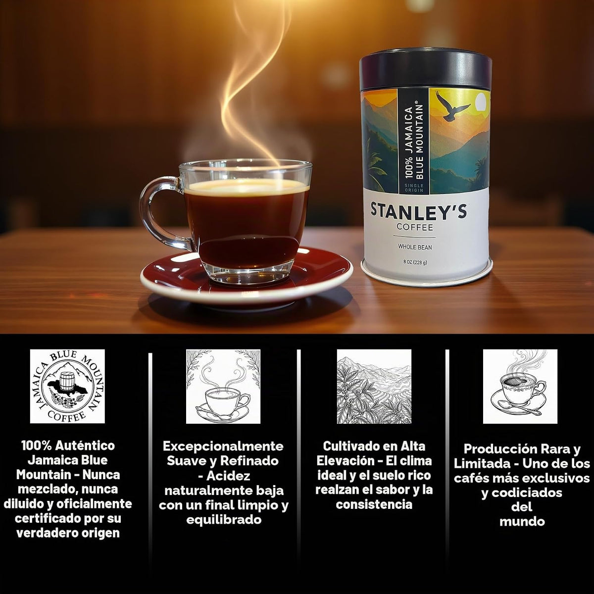 Café 100% Jamaica Blue Mountain: Frijoles tostados