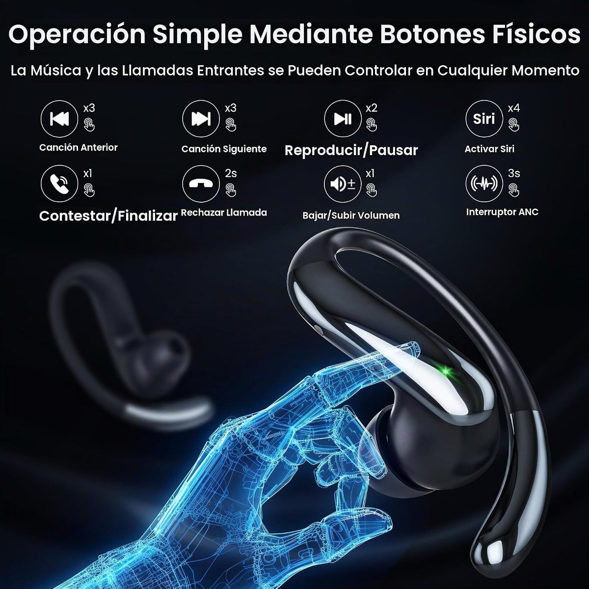 RichEast Auriculares inalámbricos Bluetooth con pantalla LED de rep...