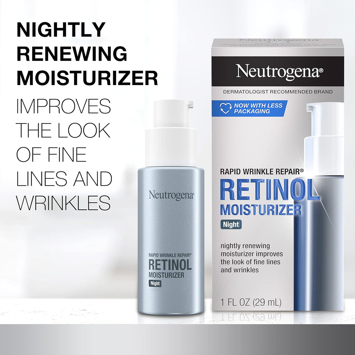 Neutrogena Crema hidratante facial con retinol, reparación rápida d...