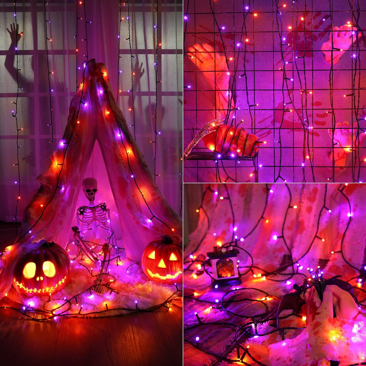 Brizled Luces de Halloween al aire libre, 262.46FT 800 LED Mini luz...