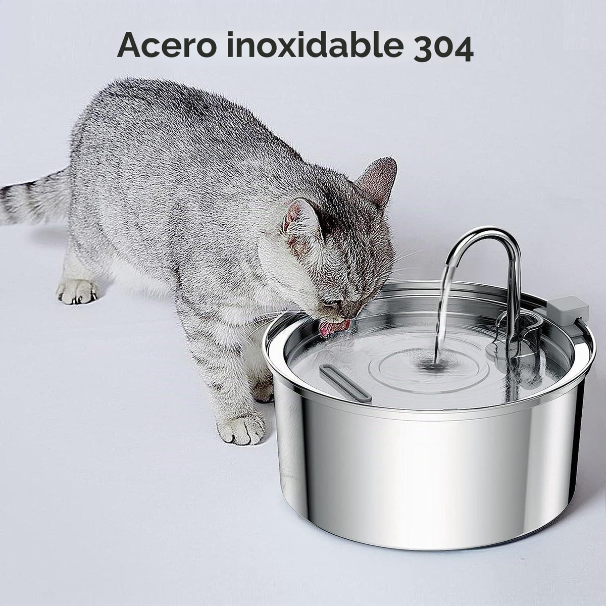 Fuente de agua para gatos de acero inoxidable - 3.2L\/108oz de gran...