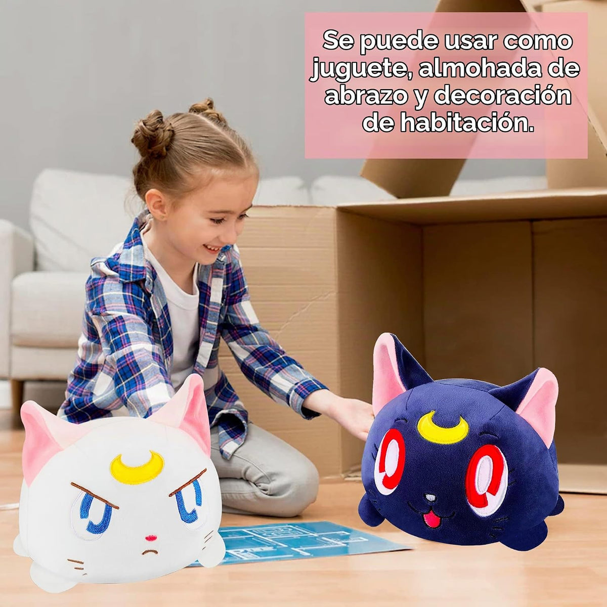 Memall Lindo gato reversible de 8 pulgadas, juguete de peluche de a...