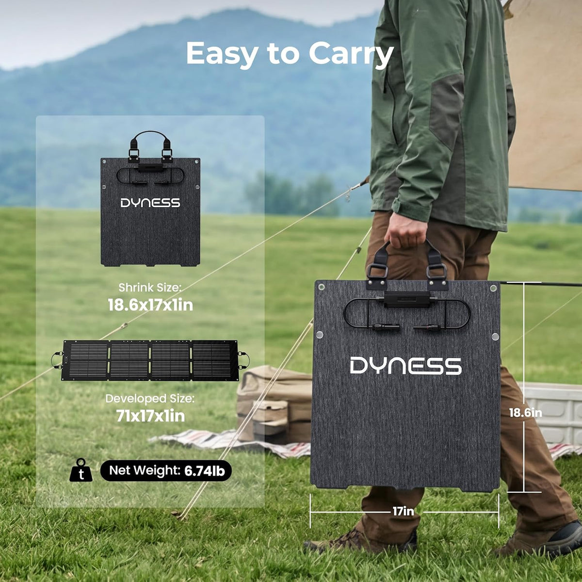 DYNESS el panel solar plegable 100W, cargador solar portátil para l...