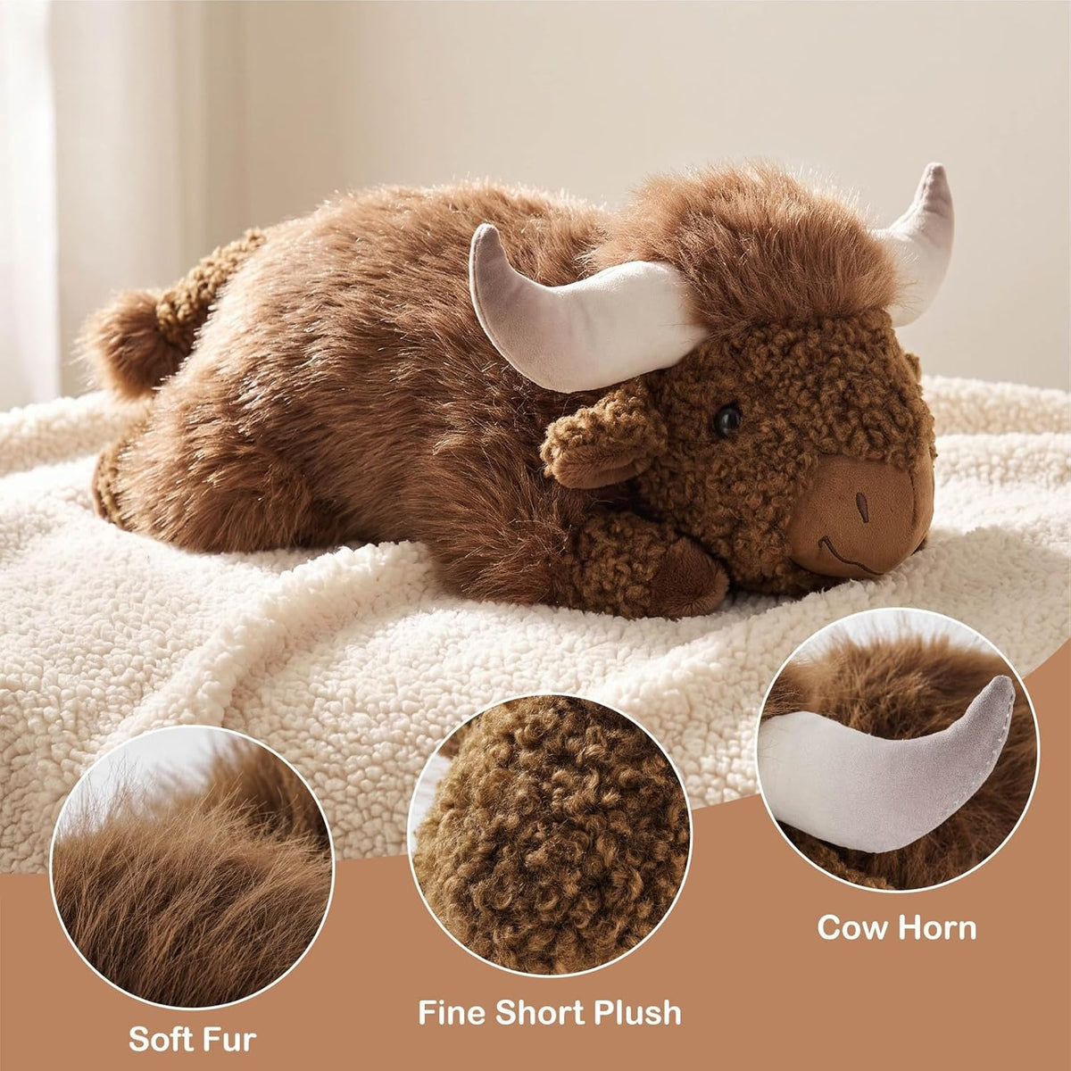 ZRUNBO Animales de peluche de vaca de las tierras altas, juguete de...