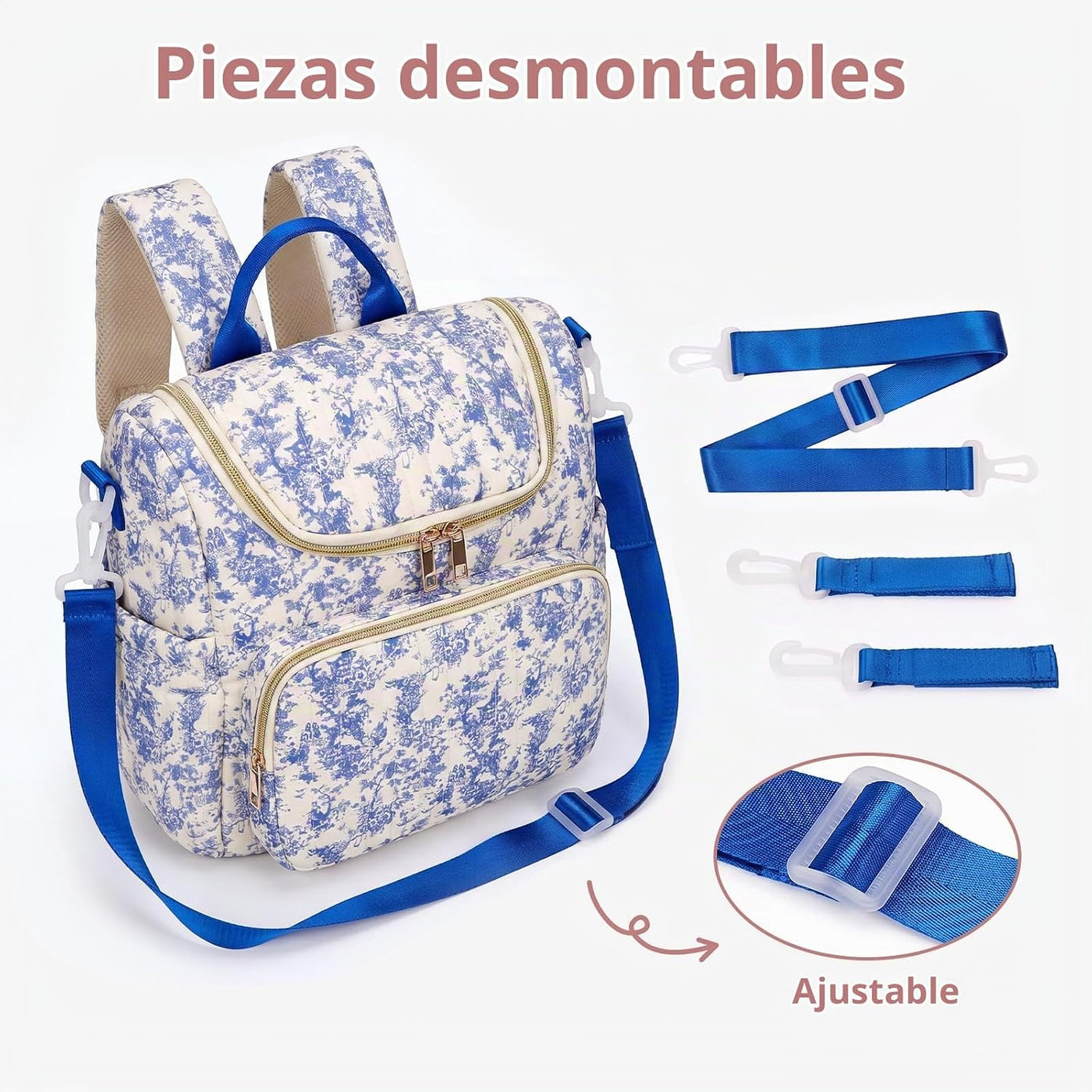 YESFIXS Mochila acolchada para pañales, mochila grande con estampad...