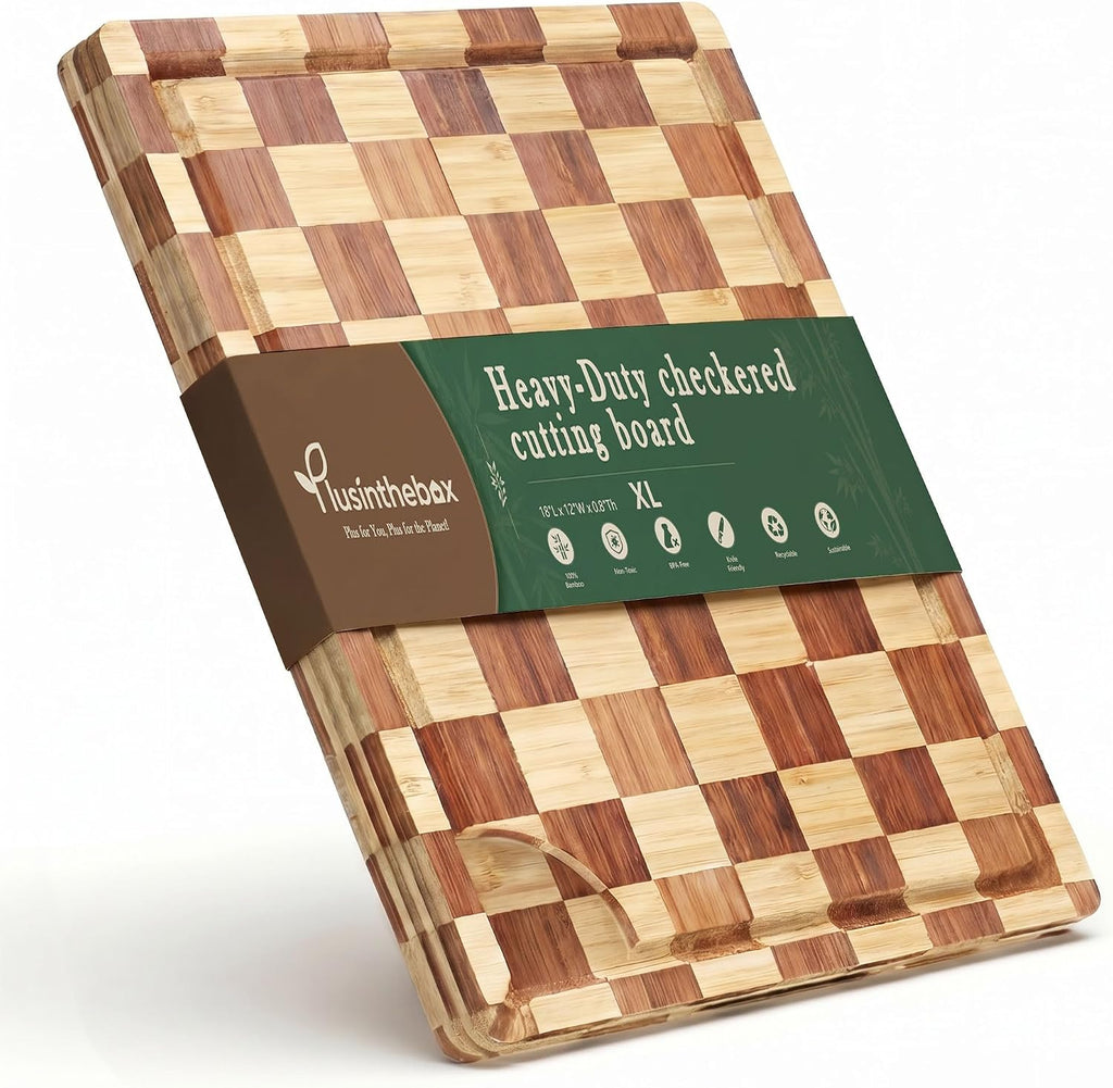 Plusinthebox Tabla de cortar de madera, resistente bloque de carnic...