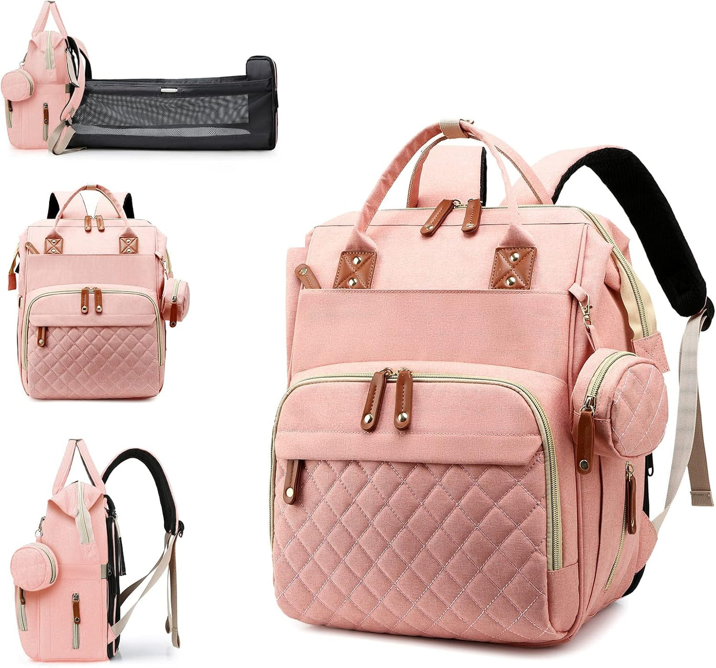 Lamroro Bolsa de pañales con cambiador, mochila impermeable 3 en 1...