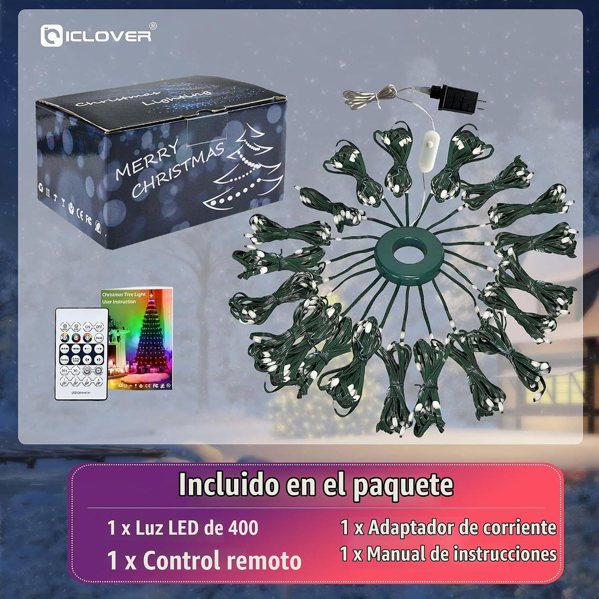 IC ICLOVER - 400 luces LED inteligentes para árbol de Navidad, con...