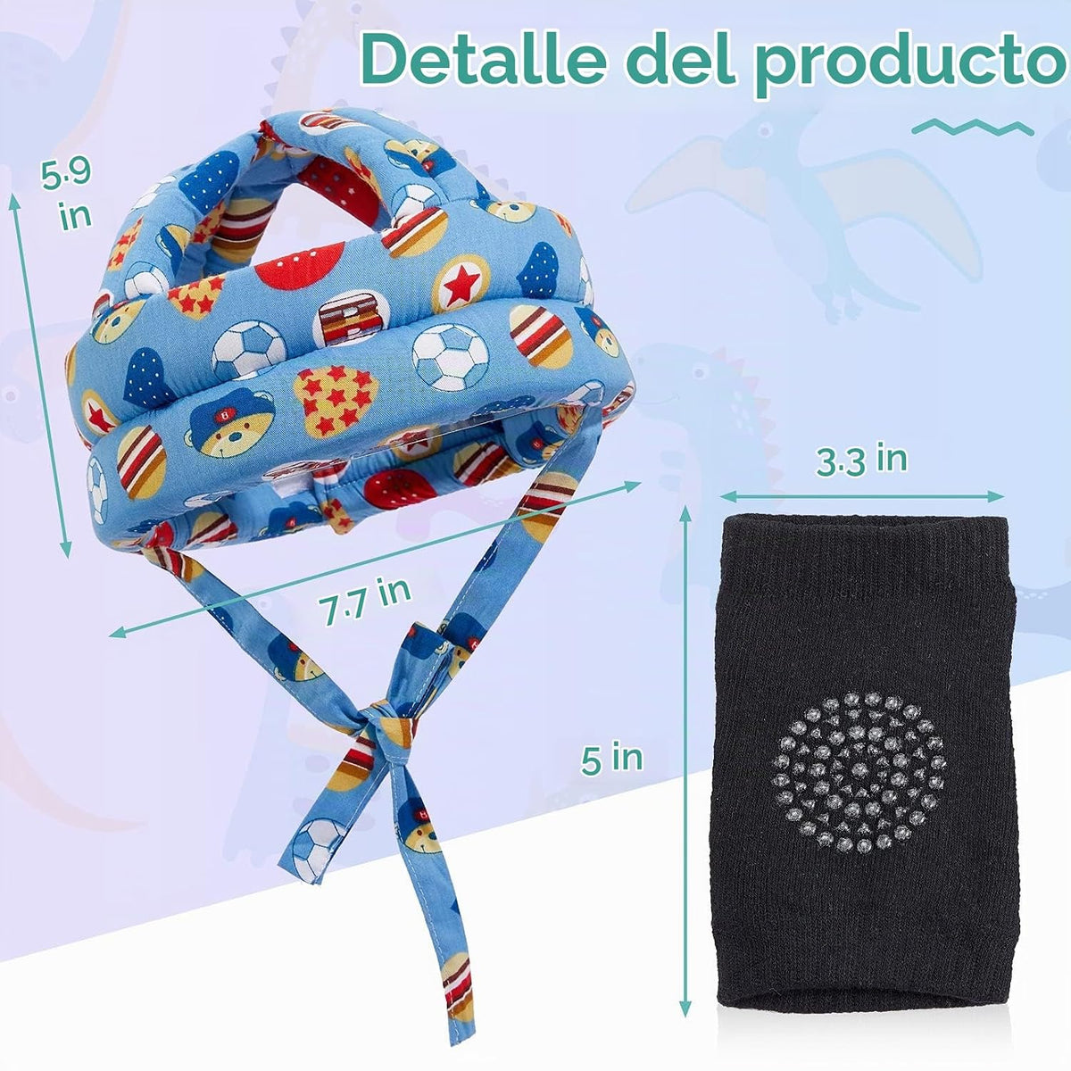 Geyoga Paquete de 2 protectores de cabeza de bebé con 2 pares de ro...