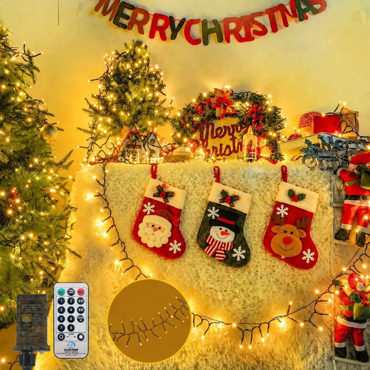 BHCLIGHT Luces navideñas en racimo de 2000 LED de 100 pies con cont...
