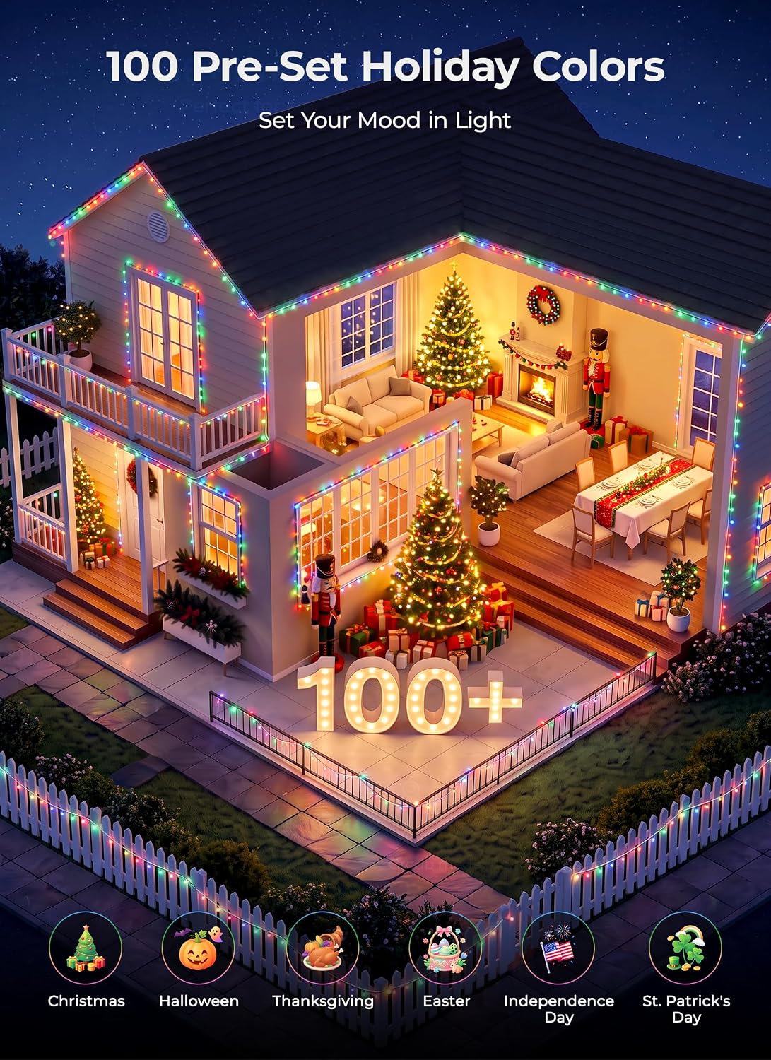 Minetom Luces inteligentes que cambian de color, Navidad, Halloween...