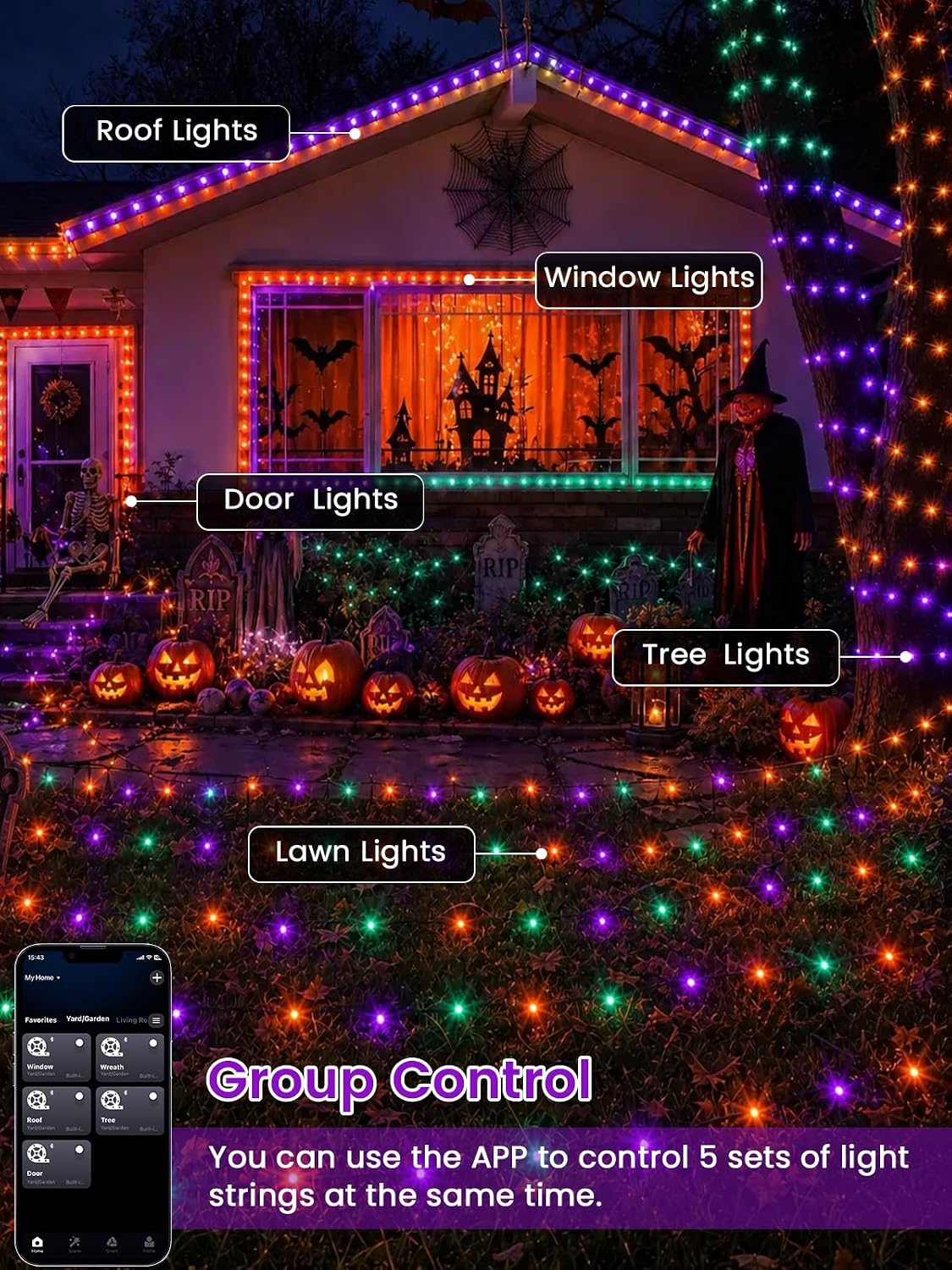 800 LED Smart RGB Color Cambio de Luces de Cadena APP y Control Rem...