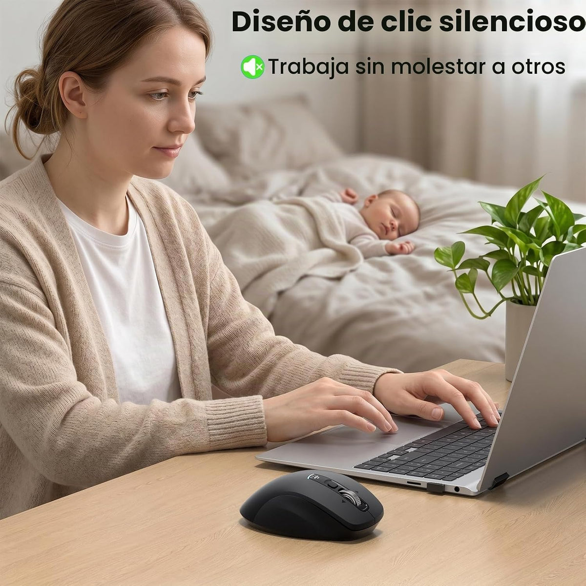 Ratón Bluetooth inalámbrico, mouse ergonómico multidispositivo con...