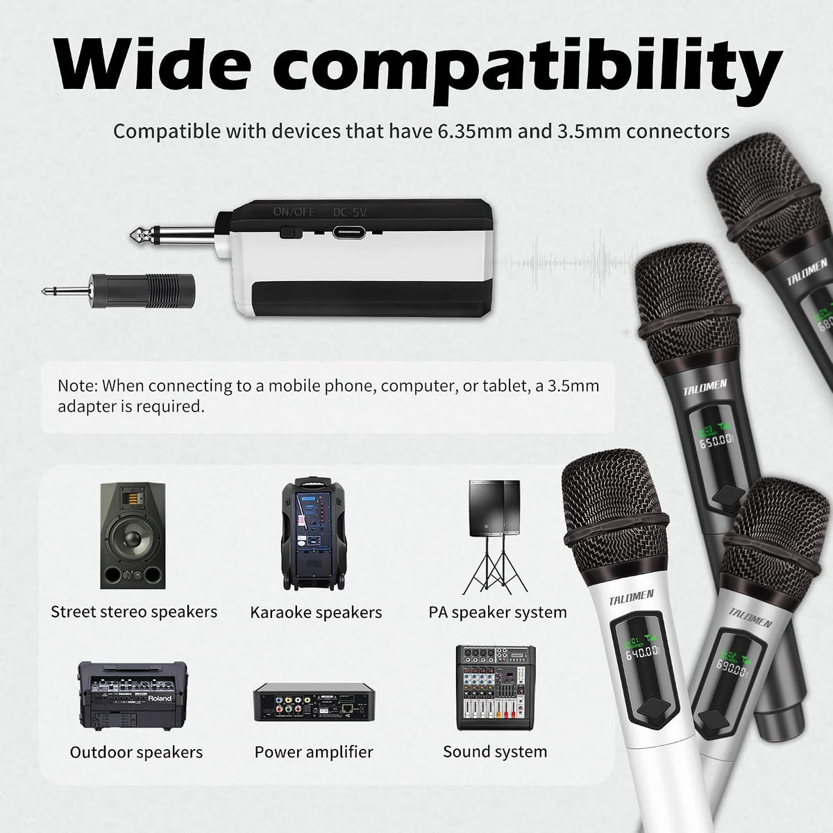 talomen Micrófonos inalámbricos para karaoke, micrófono recargable,...