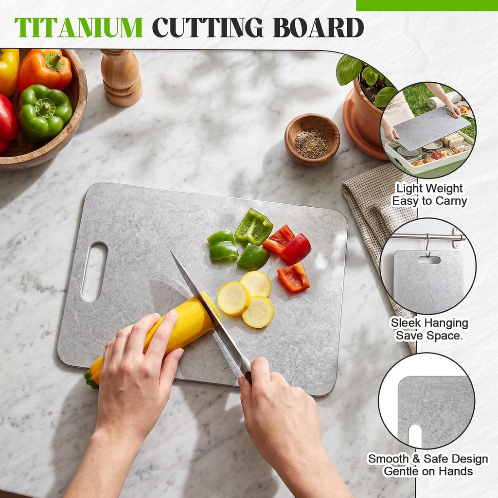 Singhoow 1 tabla de cortar de titanio para cocina, superficie de pa...