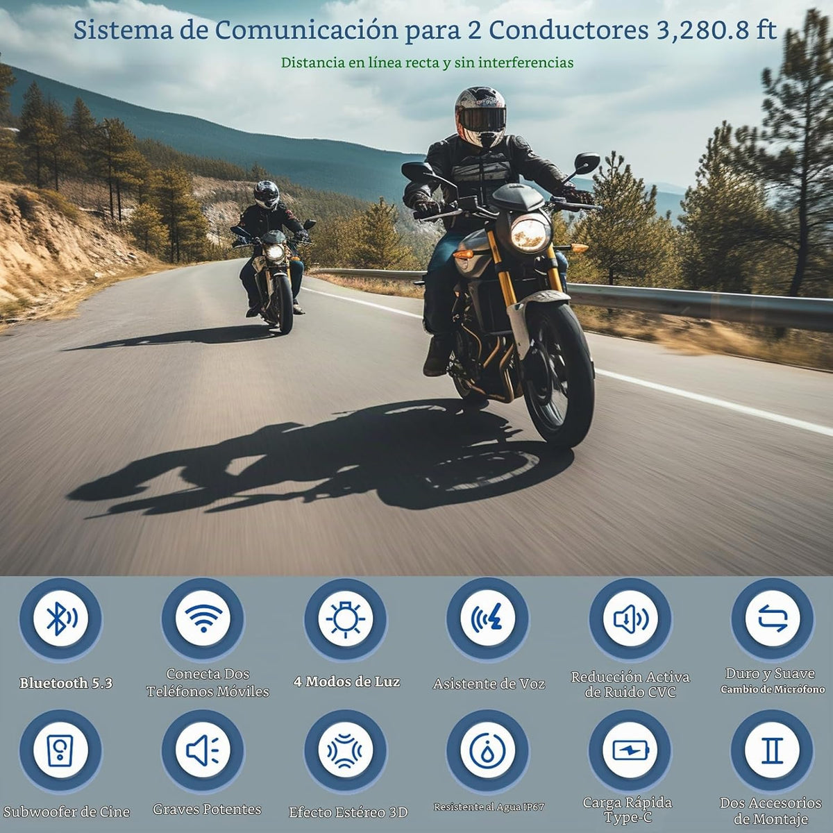 Zhongreat Auriculares del casco de C50 Bluetooth, intercomunicador...