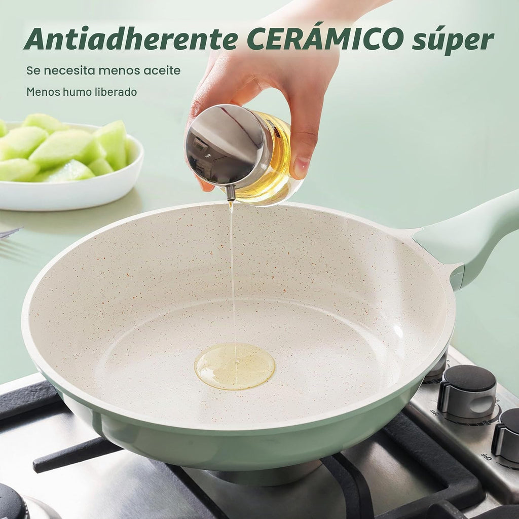 SENSARTE Juego de utensilios de cocina de cerámica antiadherente gr...