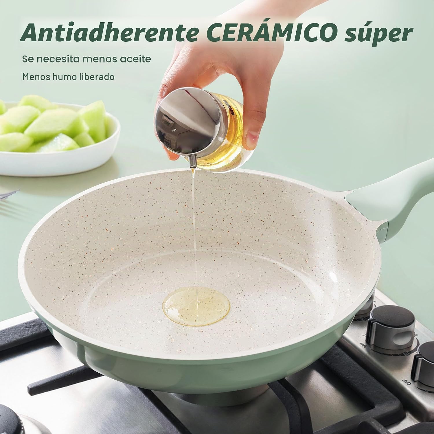 SENSARTE Juego de utensilios de cocina de cerámica antiadherente gr...