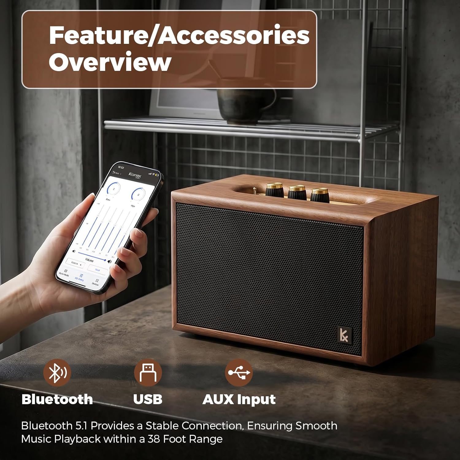 KONEX Altavoz Bluetooth Vintage