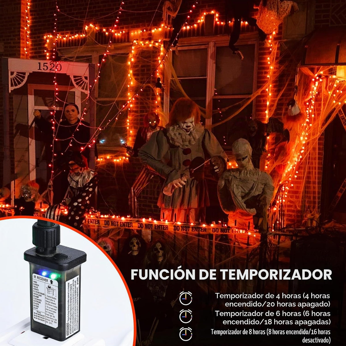 iBaycon Cadena de luces LED RGB de 66 pies que cambian de color al...