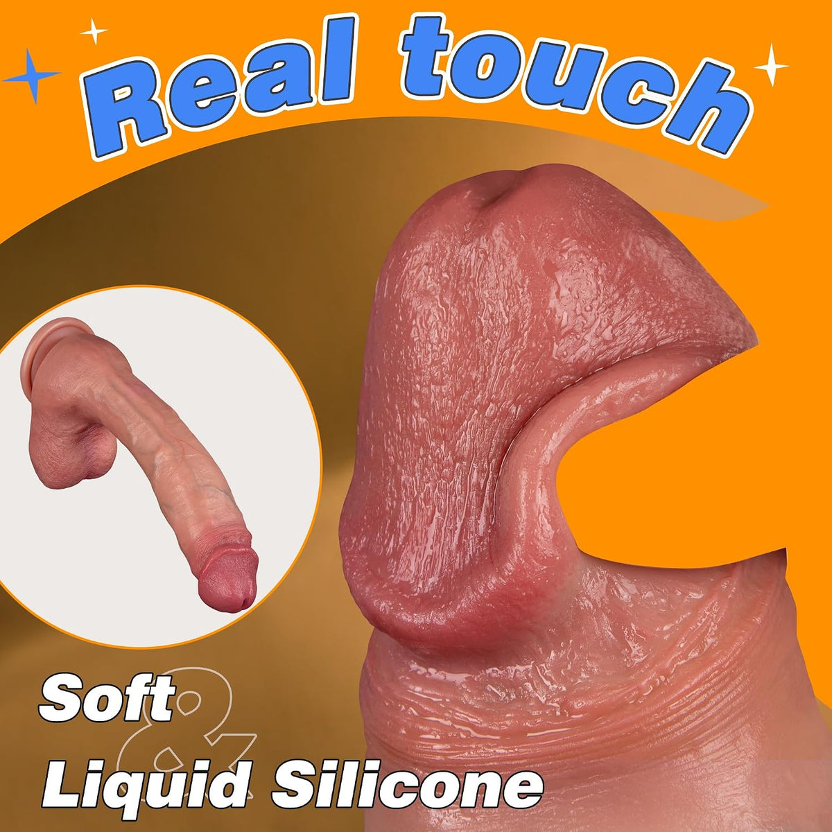 Juguete sexual realista curvado de 10 pulgadas con consolador anal...