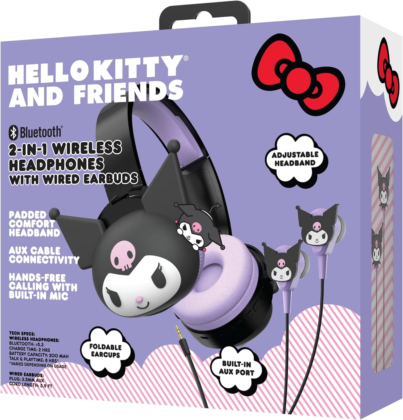 Hello Kitty - Auriculares inalámbricos Bluetooth 2 en 1 con auricul...