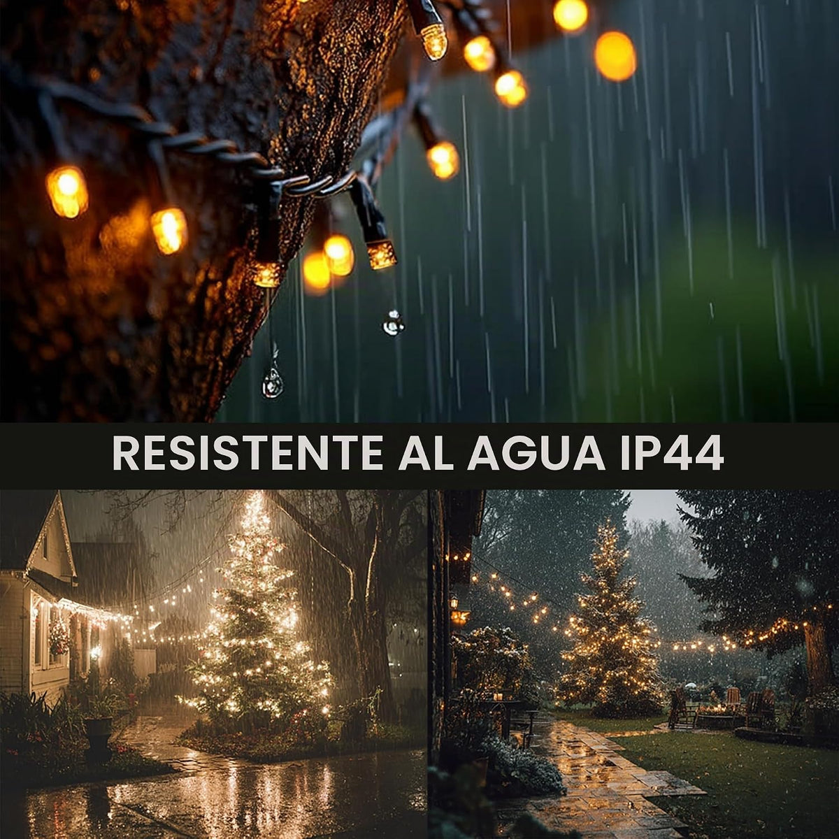 Cadena de luces navideñas brillantes, 600 LED de 196 pies, resisten...
