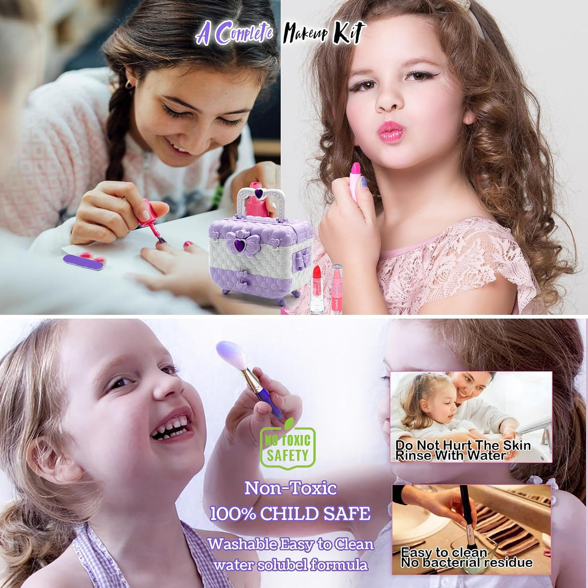 Kit de maquillaje para niños para niña: juguete de princesa lavable...