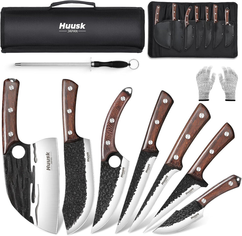 Huusk - Juego de cuchillos de carnicero para corte de carne 10 piez...