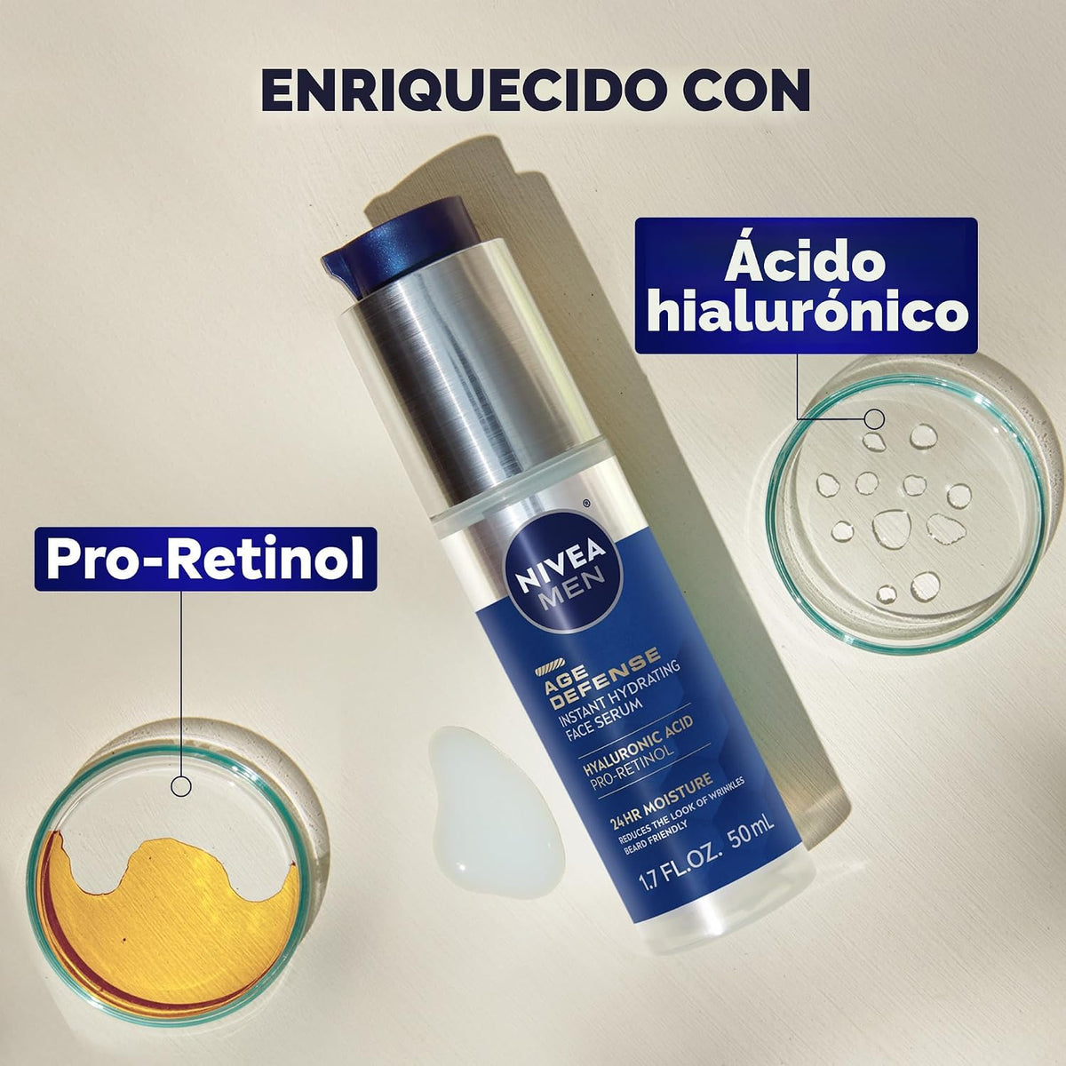 NIVEA MEN Age Defense - Suero facial hidratante instantáneo para pi...