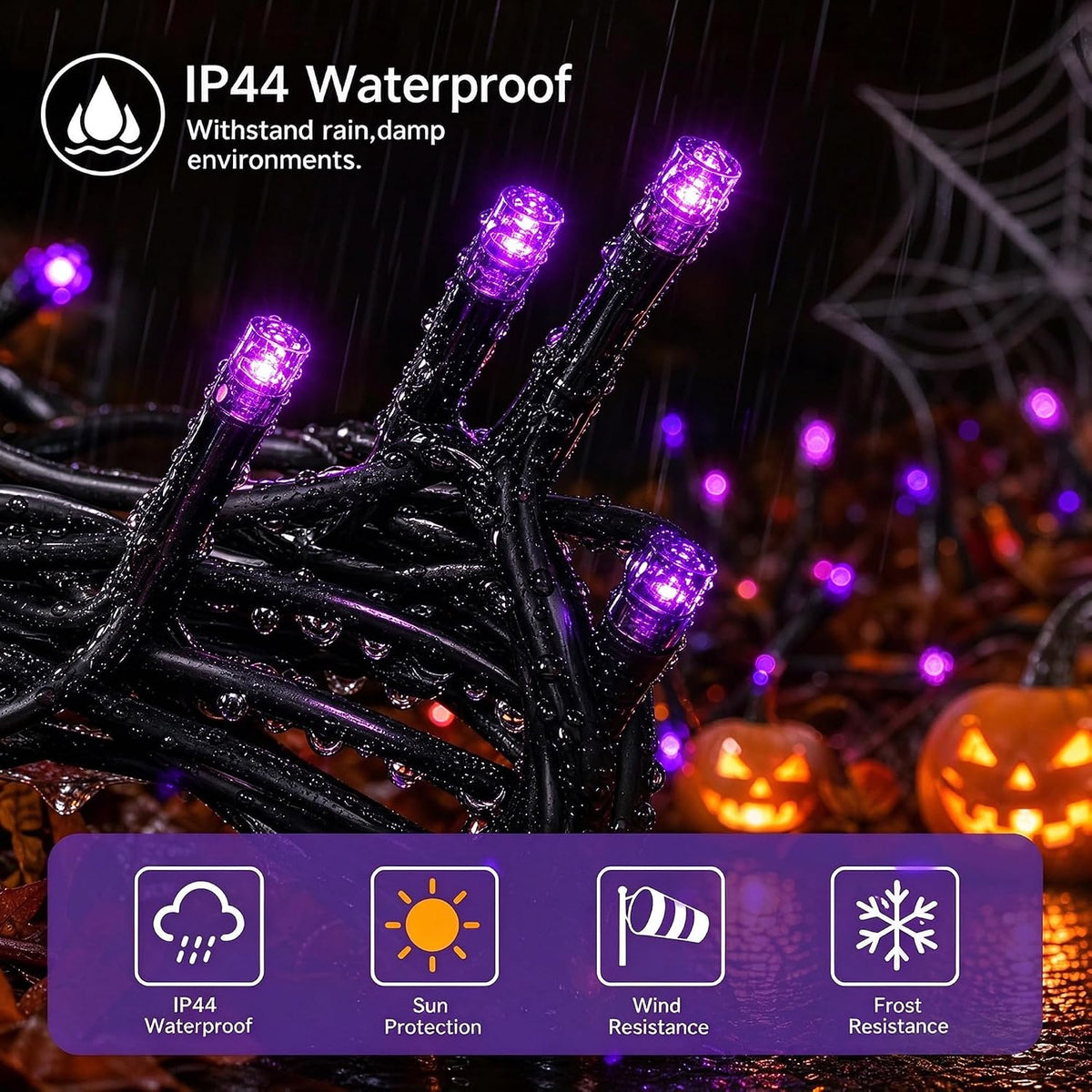 TW SHINE Luces de Halloween, 200 LED de 66 pies al aire libre, luz...