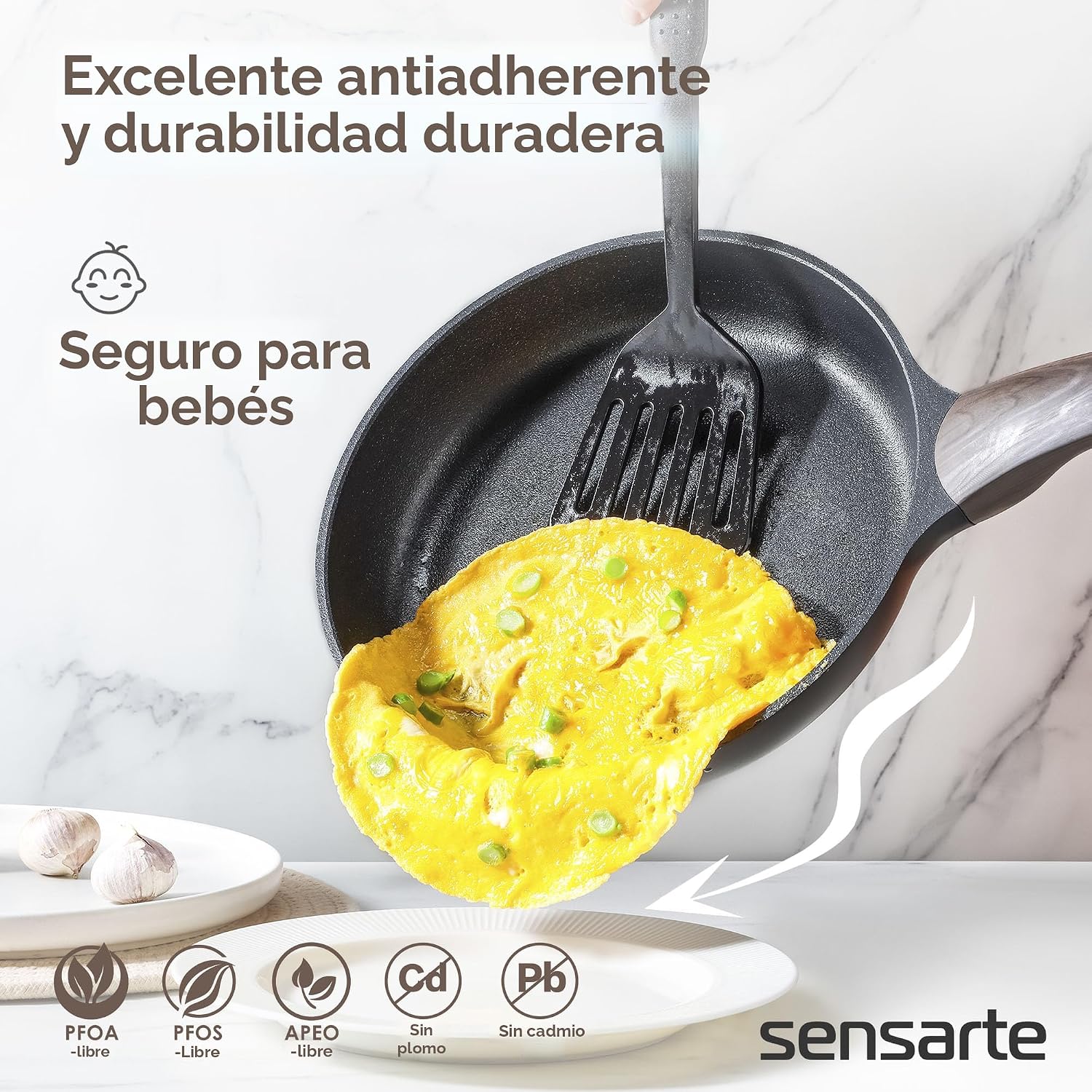 SENSARTE Juego de ollas y sartenes antiadherentes, no tóxicos, jueg...