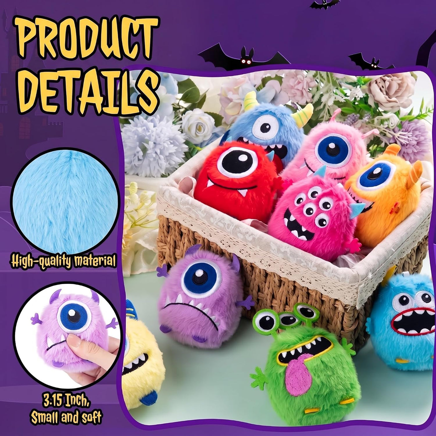 Libima - 9 animales de peluche pequeños a granel, monstruos esponjo...