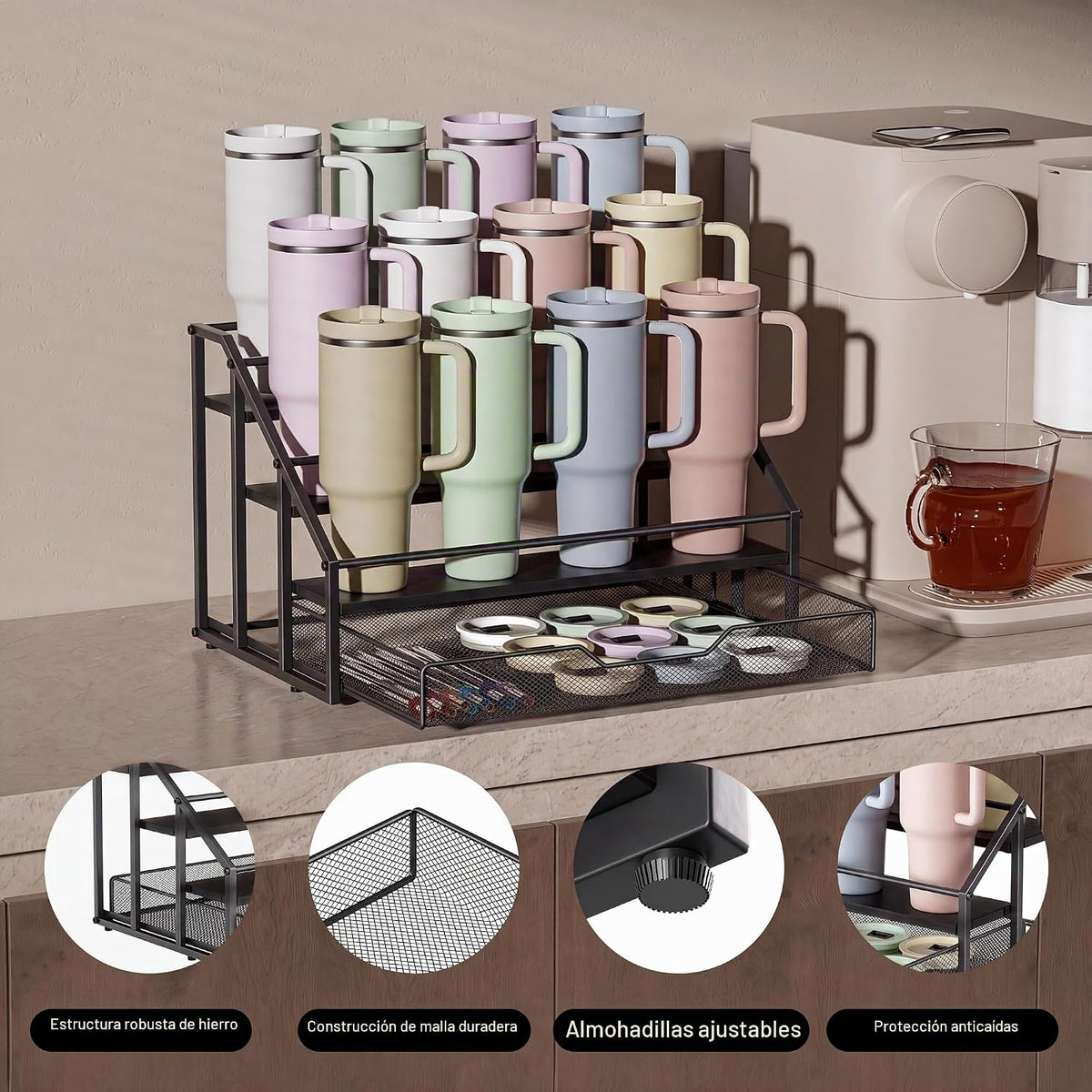 MOJOHAND Stanley - Soporte para tazas de 4 niveles, organizador de...