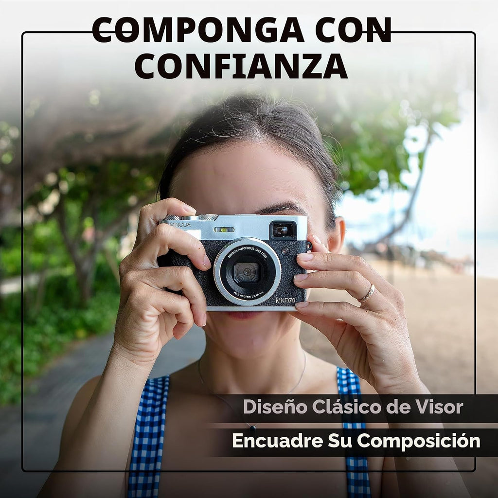 Minolta Cámara digital retro \u2013 Compacta de 48MP con enfoque au...