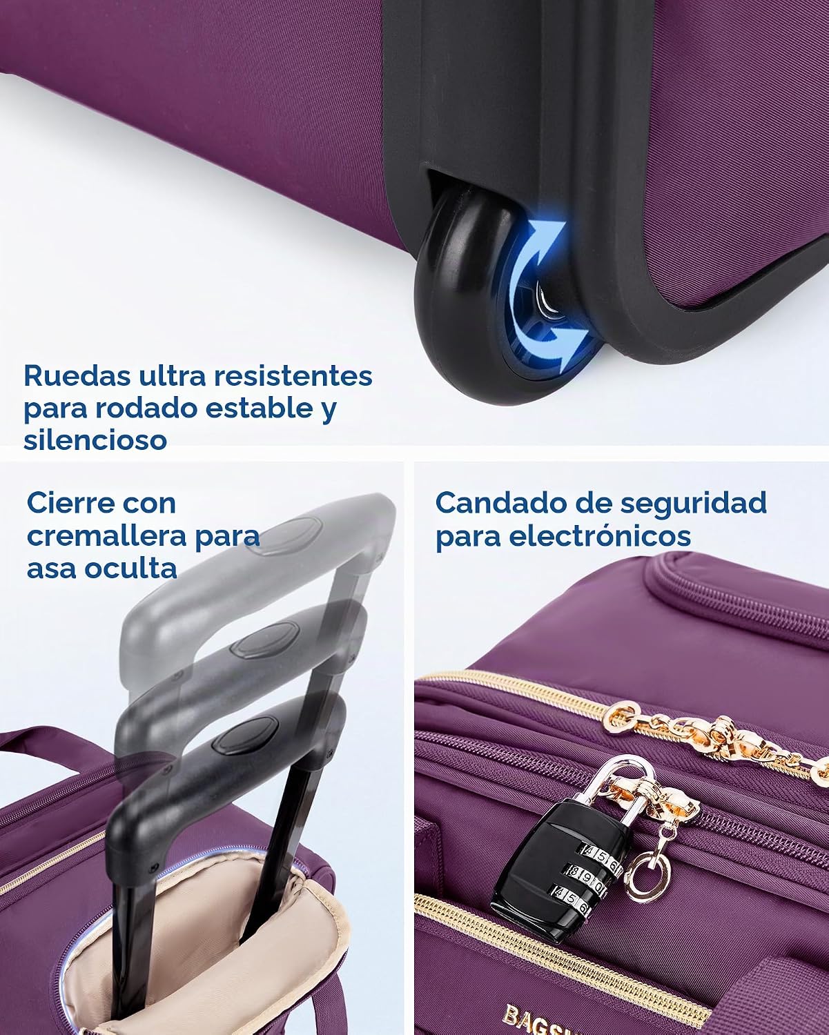 BAGSMART - Maleta de mano para debajo del asiento, maleta suave de...