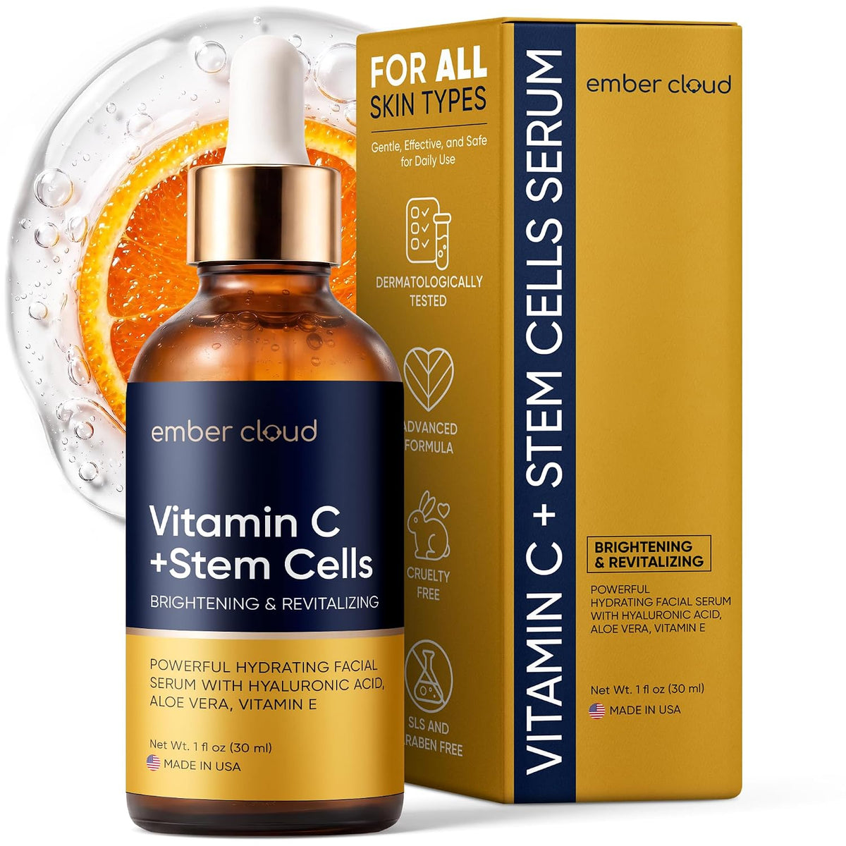Ember Cloud Suero de vitamina C para rostro con células madre y áci...