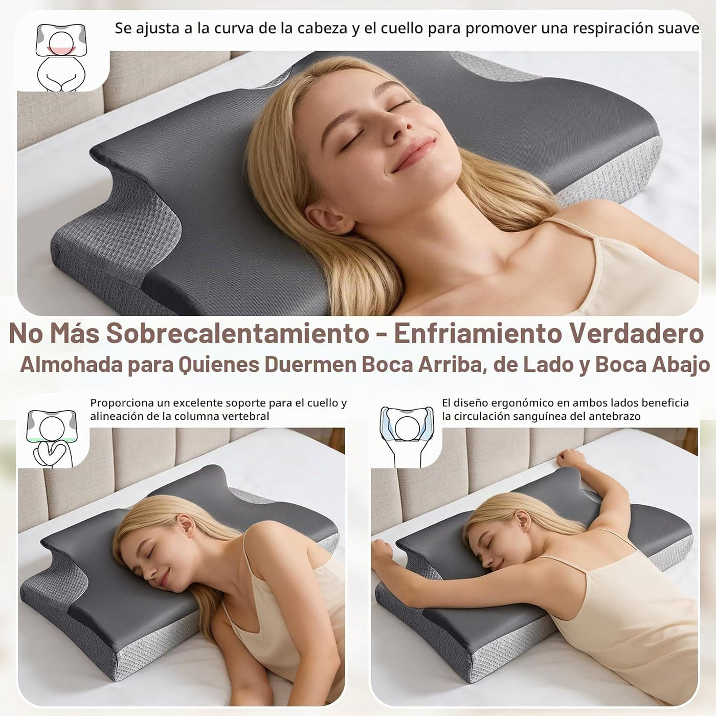 Rinkai-S Almohada cervical para el cuello para aliviar el dolor, al...