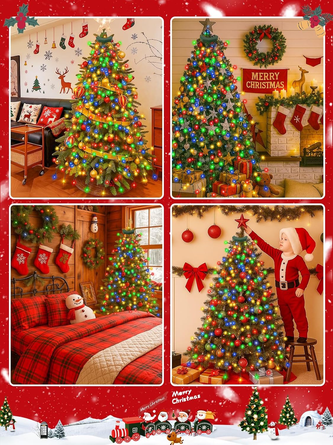 Luces para árbol de Navidad con control por voz, 592 LED tipo casca...