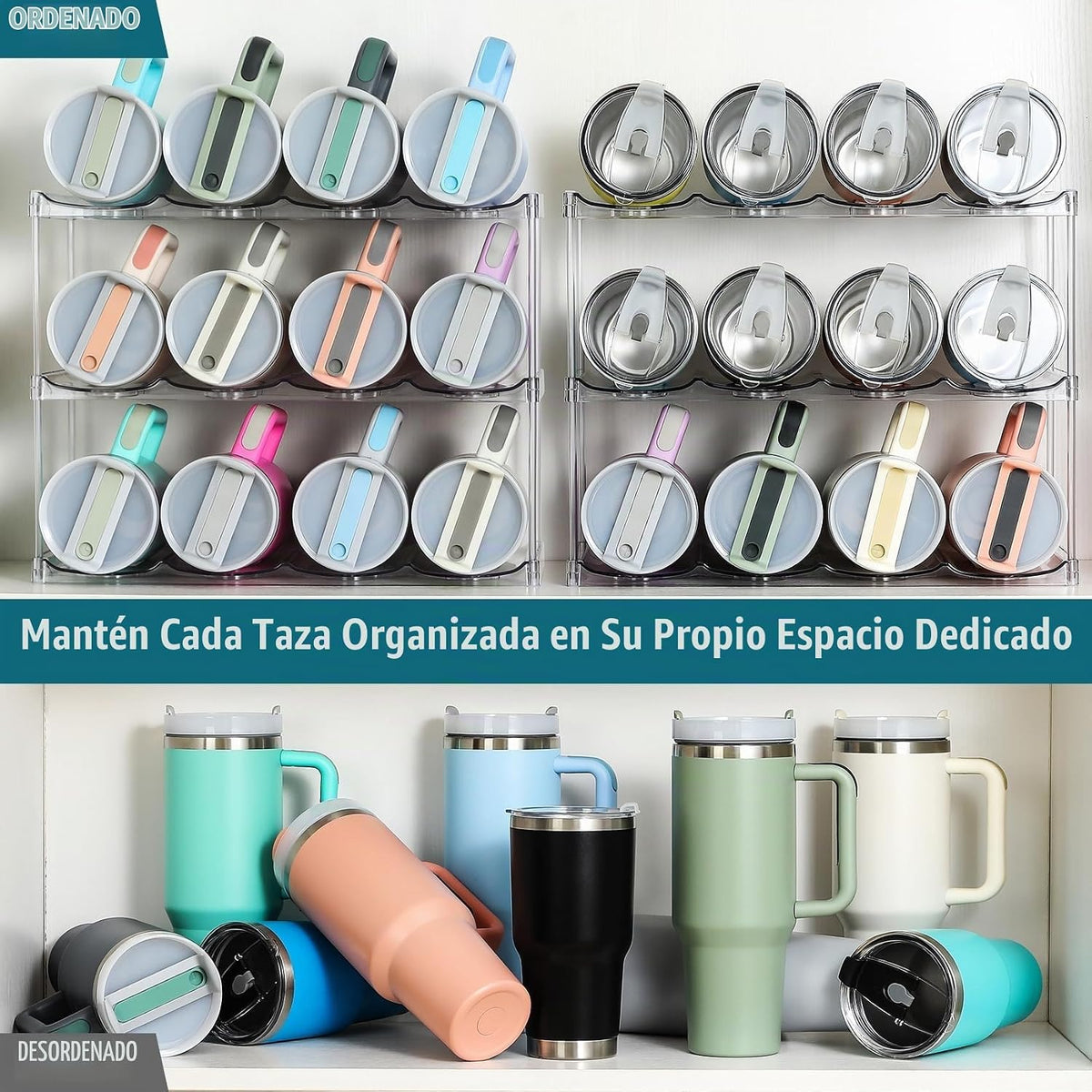 Organizador de botellas de agua prémium para Stanley de 40 onzas y...