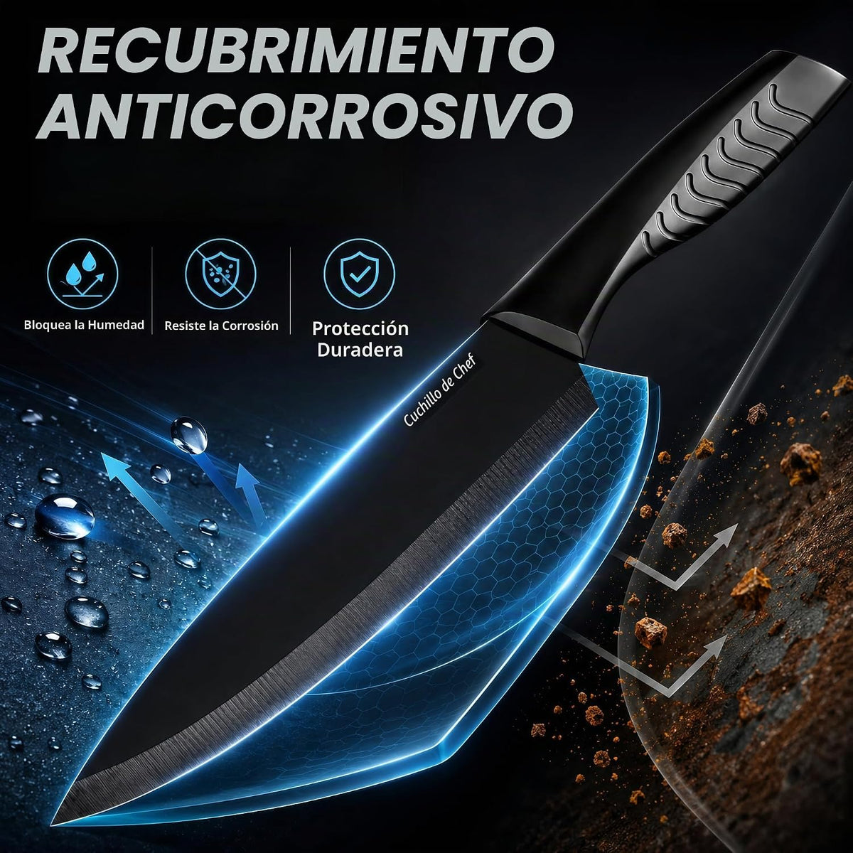 Juego de cuchillos con bloque afilador incorporado, apto para lavav...