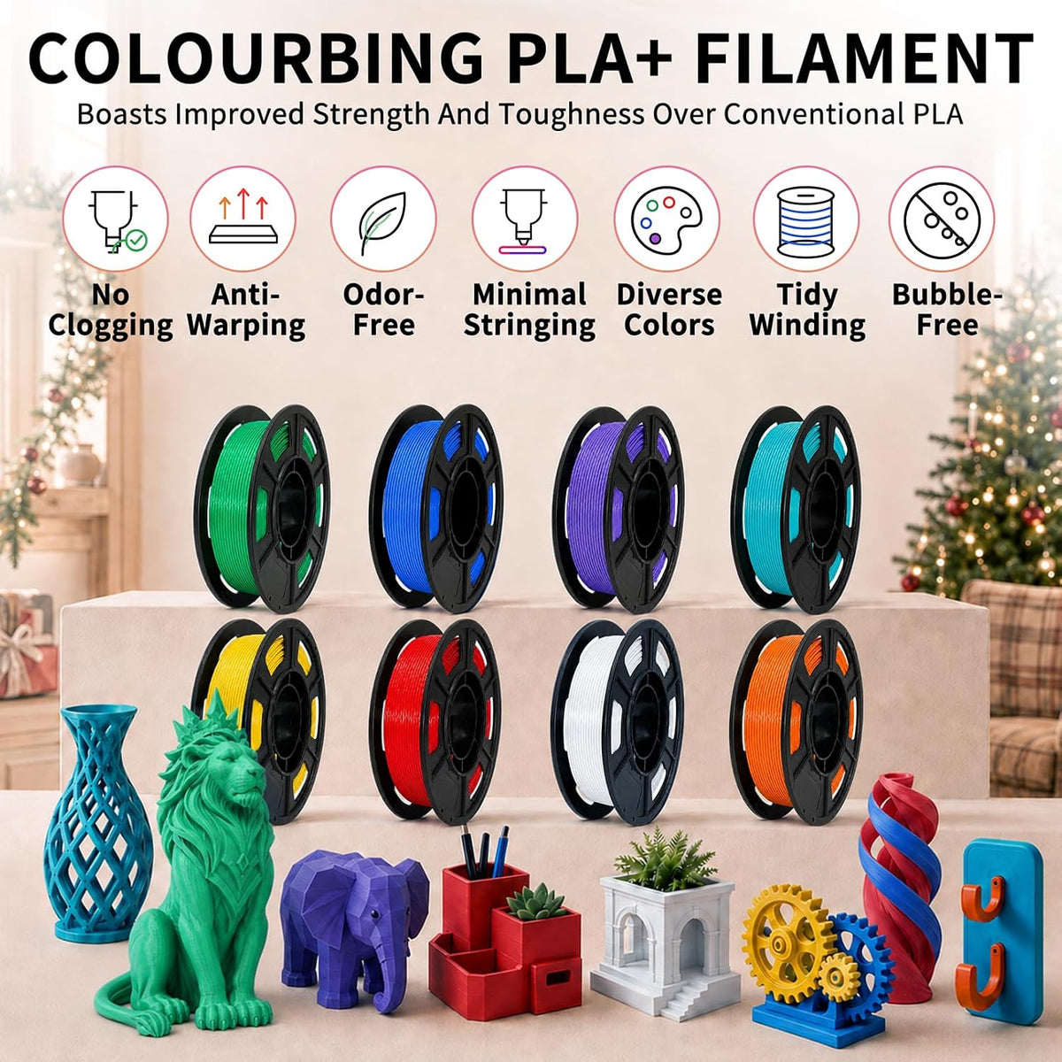Colourbing Paquete de 8 filamentos para impresora 3D PLA+ de 8 colo...