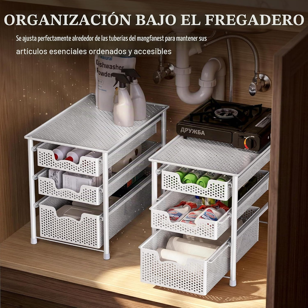 Simple Houseware - Cajón organizador apilable de 3 niveles, color b...
